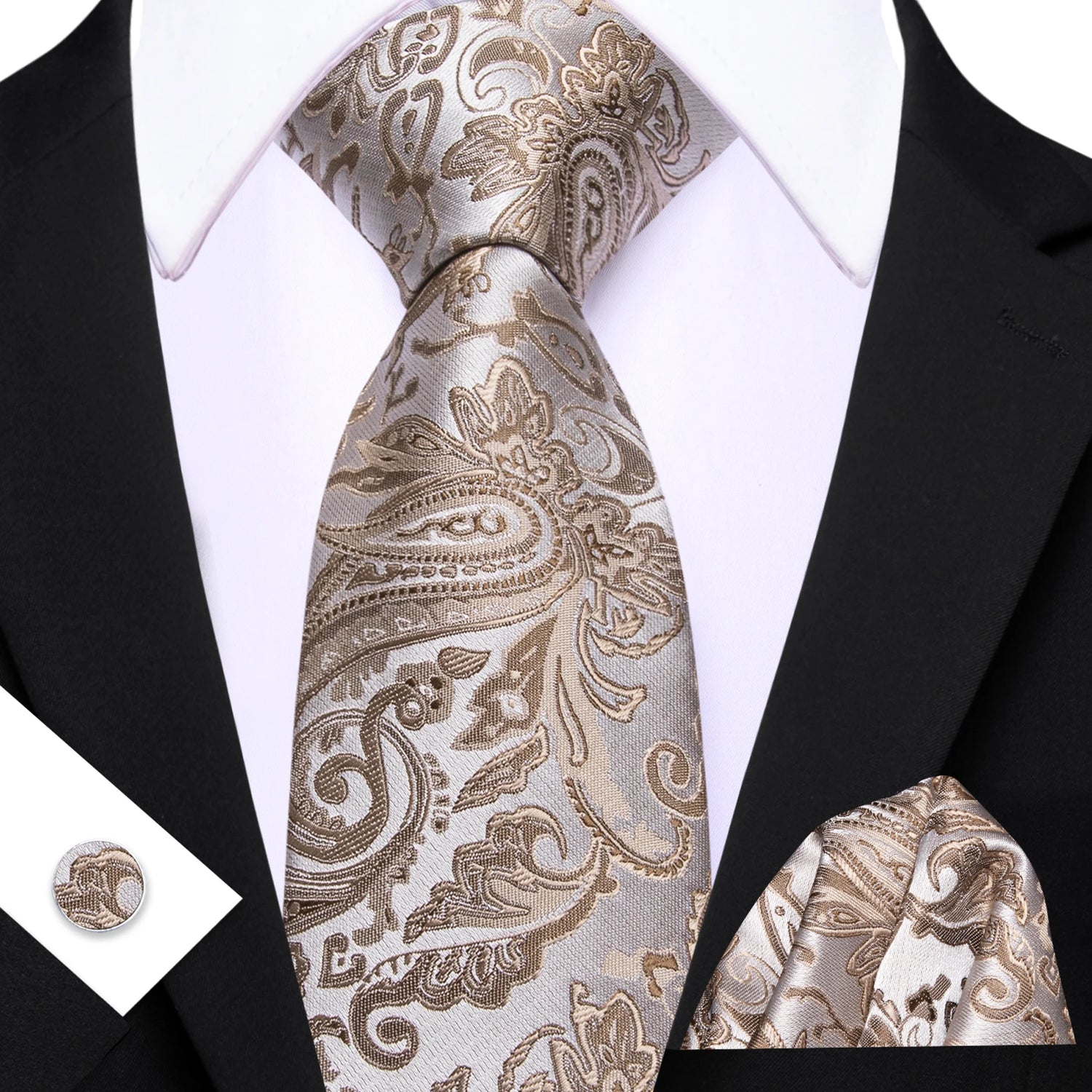 Barry.Wang Jacquard Brown &amp; Gold Men&
