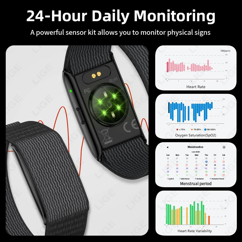 LIGE NO Screen Smart Wristbands With Heart Rate Sleep AI Health Monitor Report Smart Bracelet Incoming Call Notification Watches
