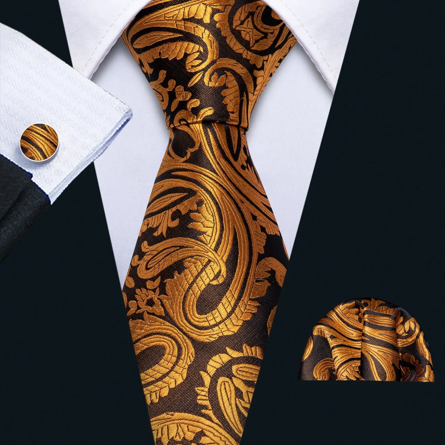 Barry.Wang Jacquard Brown &amp; Gold Men&