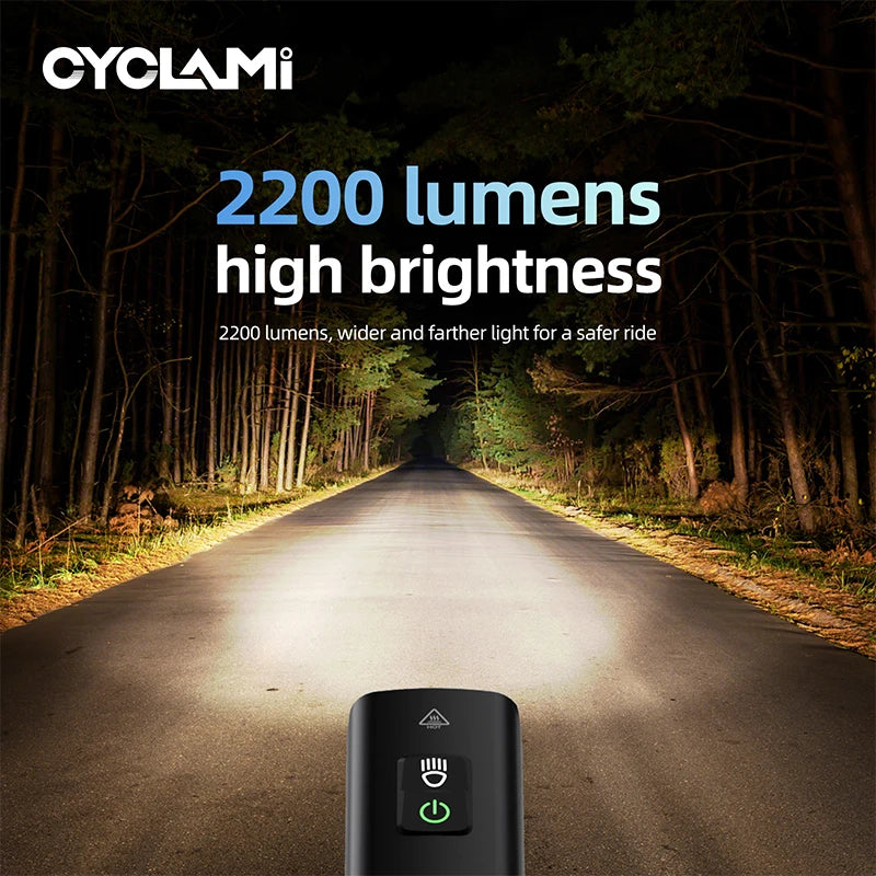 CYCLAMI Bicycle Bike Light LED 2200 Lumens High Brightness Multi-Function Road MTB Cycling Safety Front Lights Bike Front IPX6