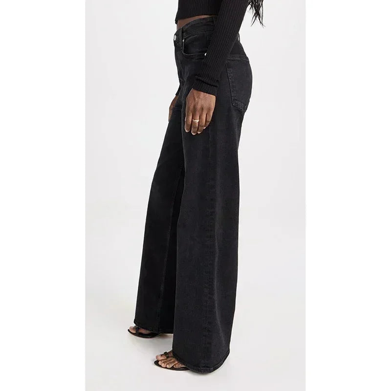 2025 Ins Fashion Jeans Women Comfortable High Waisted White Jeans Girls Thin Stretch Denim Pants Female Straight Leg Trousers