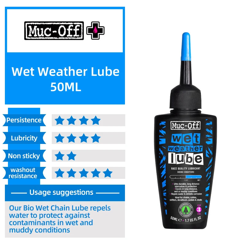Muc-Off Bike Chain Lubricant 50/120ml C3 Dry Weather Ceramic Lube MTB Road Bicycle Hydrodynamic Lube Oil With Detective Light