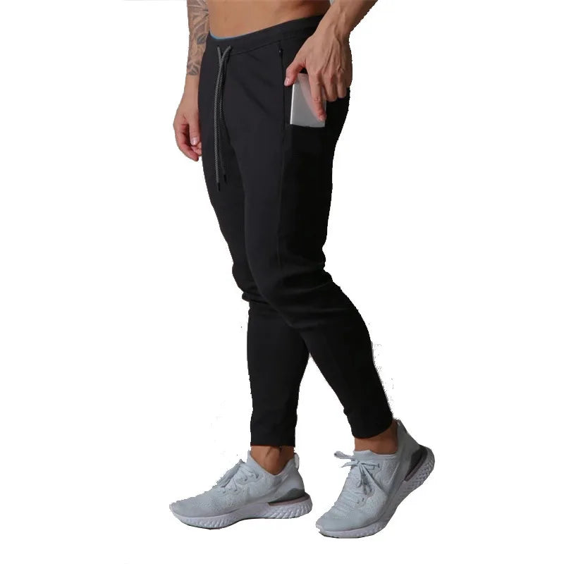 Spring and autumn sports trousers for men, running cotton slim-fitting trousers with ankle zippers, casual sweatpants