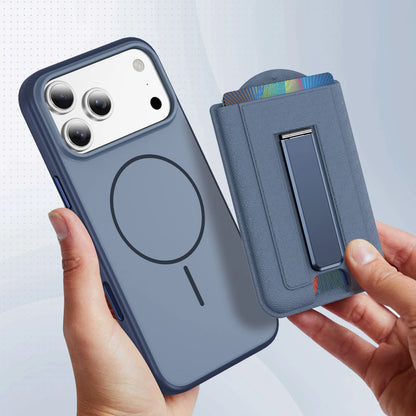 for Magsafe Magnetic Pu Leather Wallet Stand Credit Card Holder for iPhone 17 Air ProMax Anti-theft Swipe Fold Stand Card Holder
