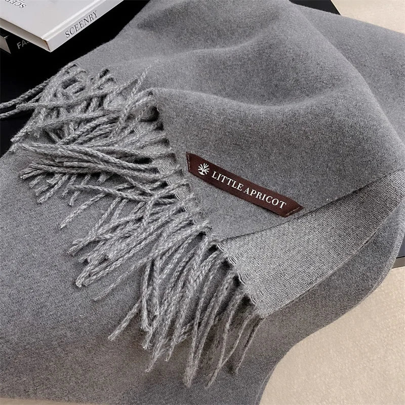 Winter Solid Color Cashmere Like Blanket Women Scarf Designer Thick Warm Pashmina Shawl Wraps With Tassel Poncho Stoles Echarpe