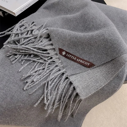 Winter Solid Color Cashmere Like Blanket Women Scarf Designer Thick Warm Pashmina Shawl Wraps With Tassel Poncho Stoles Echarpe