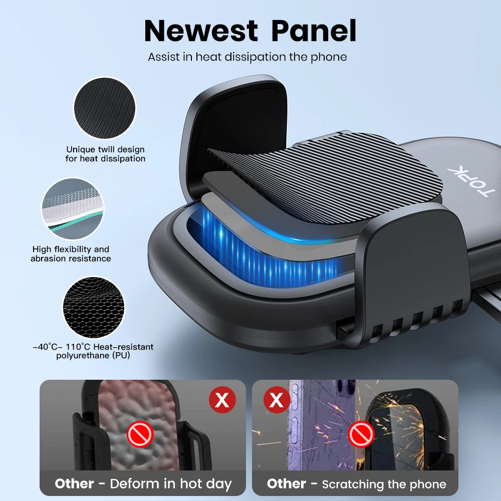 TOPK Car Phone Holder Mount Suction Cup Strong Grip Adjustable Dashboard/Windshield Stand Fit for All Smartphones iOS/Android