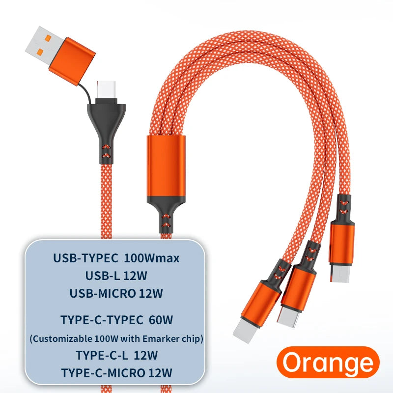 Two Tow Three 100w Braided Fast Charge Data Cable Pd For Mobile Phone Tablet Fully Compatible With Huawei Xiaomi Multi Interface