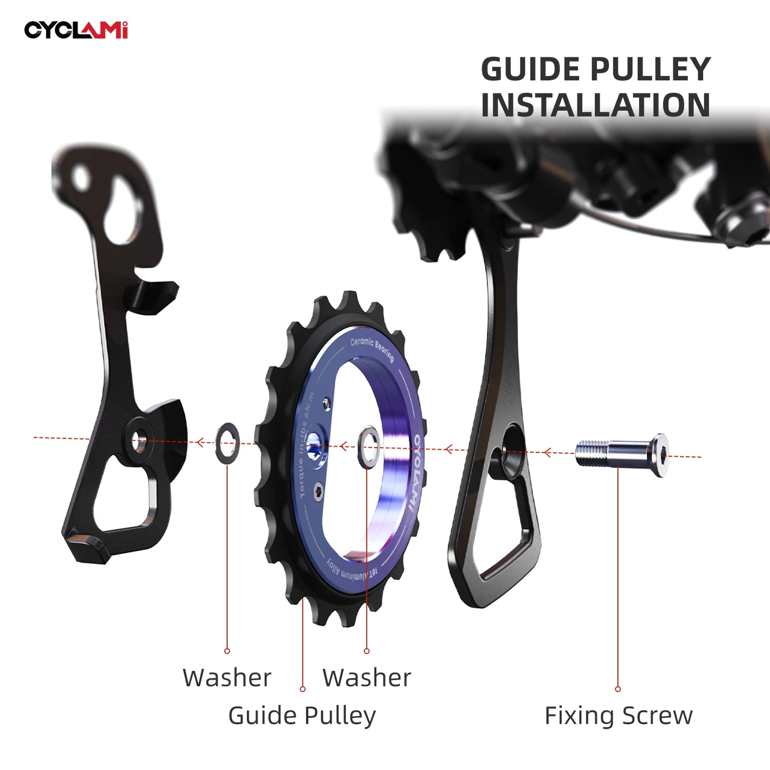 CYCLAMI 18T Bicycle Jockey Wheel Rear Derailleur Ceramic Pulley Bike Guide For AXS RED Road Bike L-TWOO ERX ER9 R9 R7