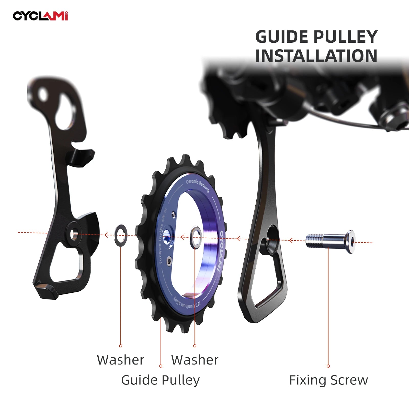 CYCLAMI 18T Bicycle Jockey Wheel Rear Derailleur Ceramic Pulley Bike Guide For AXS RED Road Bike L-TWOO ERX ER9 R9 R7