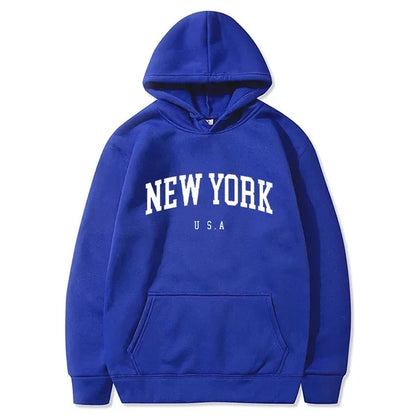 Women New York U.S.A City Hoodies Fashion Letter Printed Graphic Sweatshirts Loose CasuaMen l Harajuku Hooded Pullover Sportwear