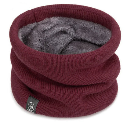Warm Knitted Scarf Thickened Plush Windproof Winter Neck Gaiter Cold-proof Outdoor Sport Skiing Running Men Women Tube Scarf