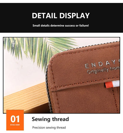 Vintage Credit Card Holder Men Wallets Business Short Coin Purse Zipper Hand Money Bag  Bank Cardholder Case Small Male Walet