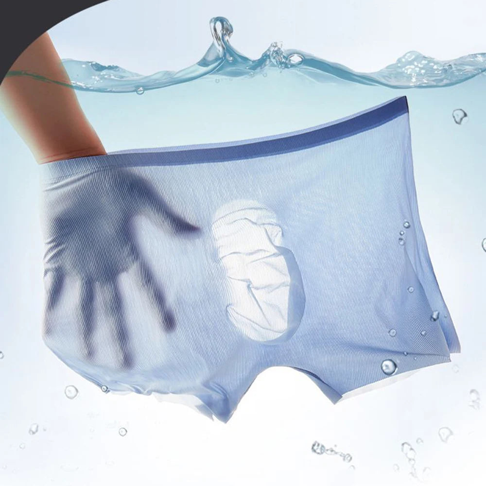 1pc Mens Boxers Shorts Ice Silk Men Panties Seamless Sexy Underwear Man Underpants Panties Male Antibacterial Breathable Briefs