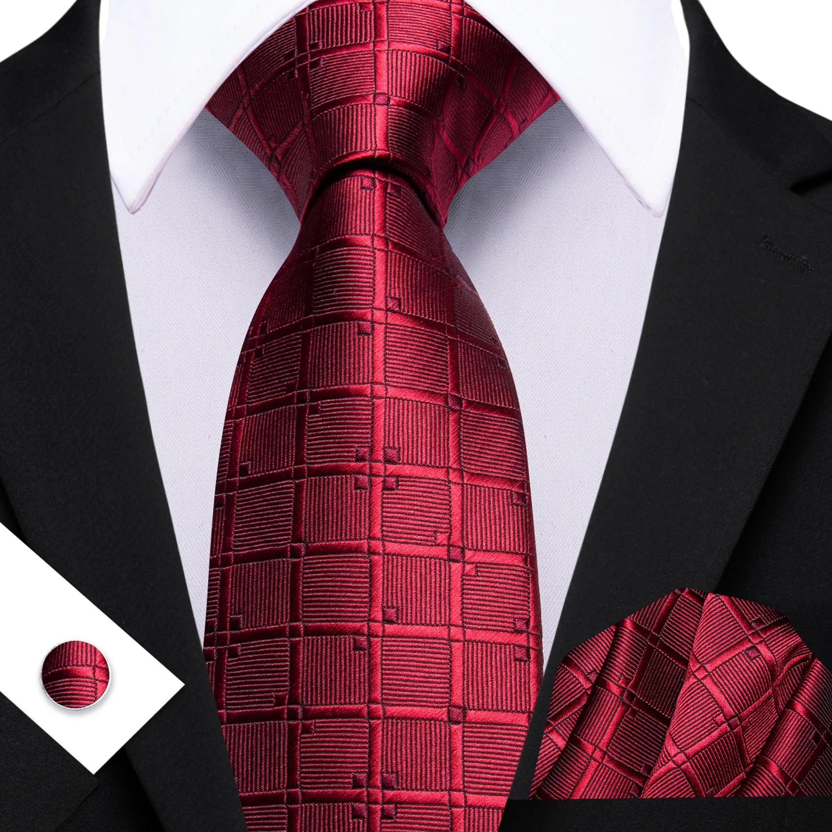 Barry.Wang Jacquard Bright Red Men&