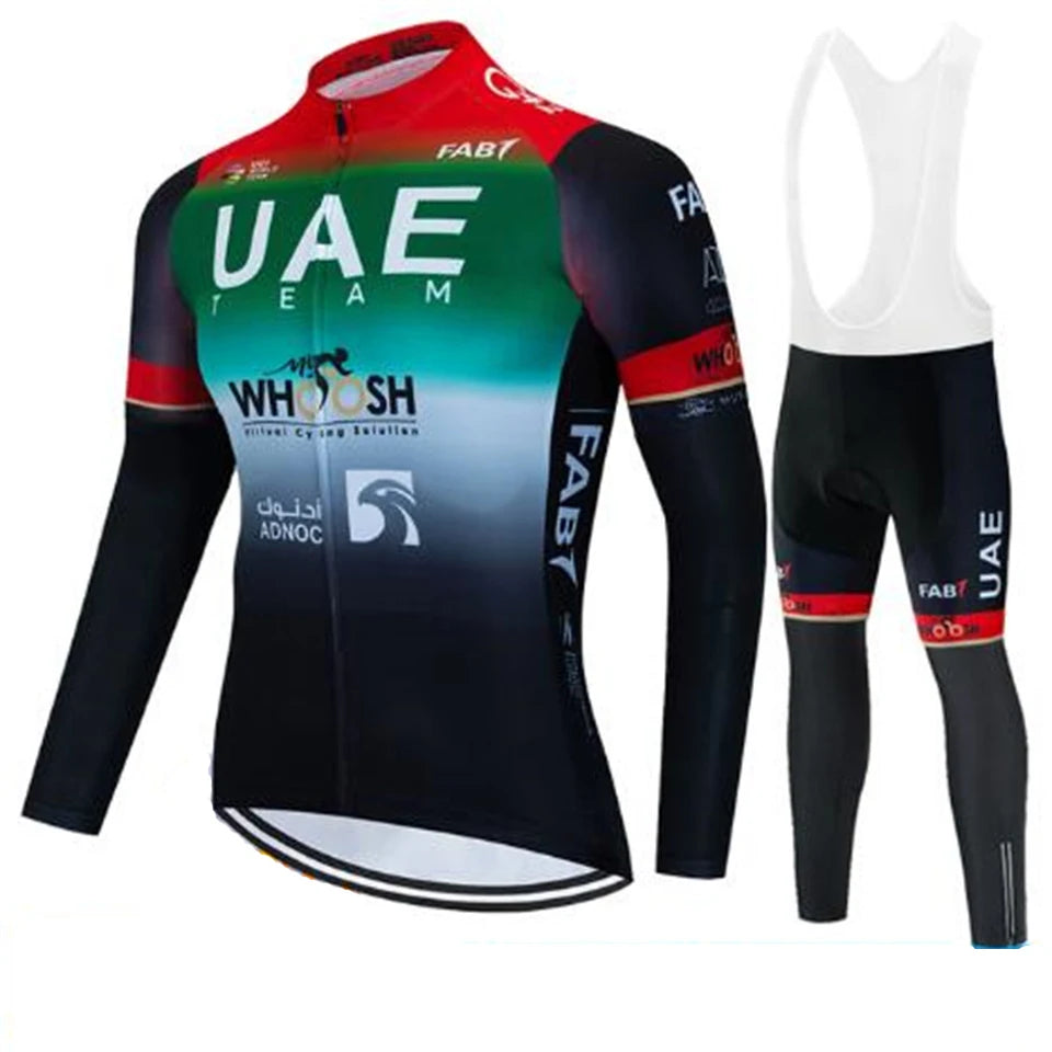 2026 UAE Team Autumn Long Sleeve Cycling Jersey Set Bib Pants Ropa Ciclismo Clothing Bike Uniform Men Bicycle Clothes Mailllot
