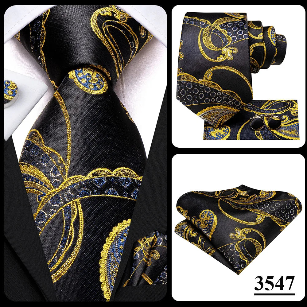 Hi-Tie Designer Burgundy Paisley 63inch Silk Mens Tie Extra Long Ties for Men Woven Classic 160cm Mens Necktie Pocket Square Set