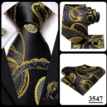 Hi-Tie Designer Burgundy Paisley 63inch Silk Mens Tie Extra Long Ties for Men Woven Classic 160cm Mens Necktie Pocket Square Set