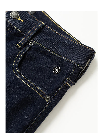 TOYOUTH Women Jeans 2025 Winter New Wool-Blend Elastic Retro Original Color Mid-Low Waist Wide-Leg Trousers