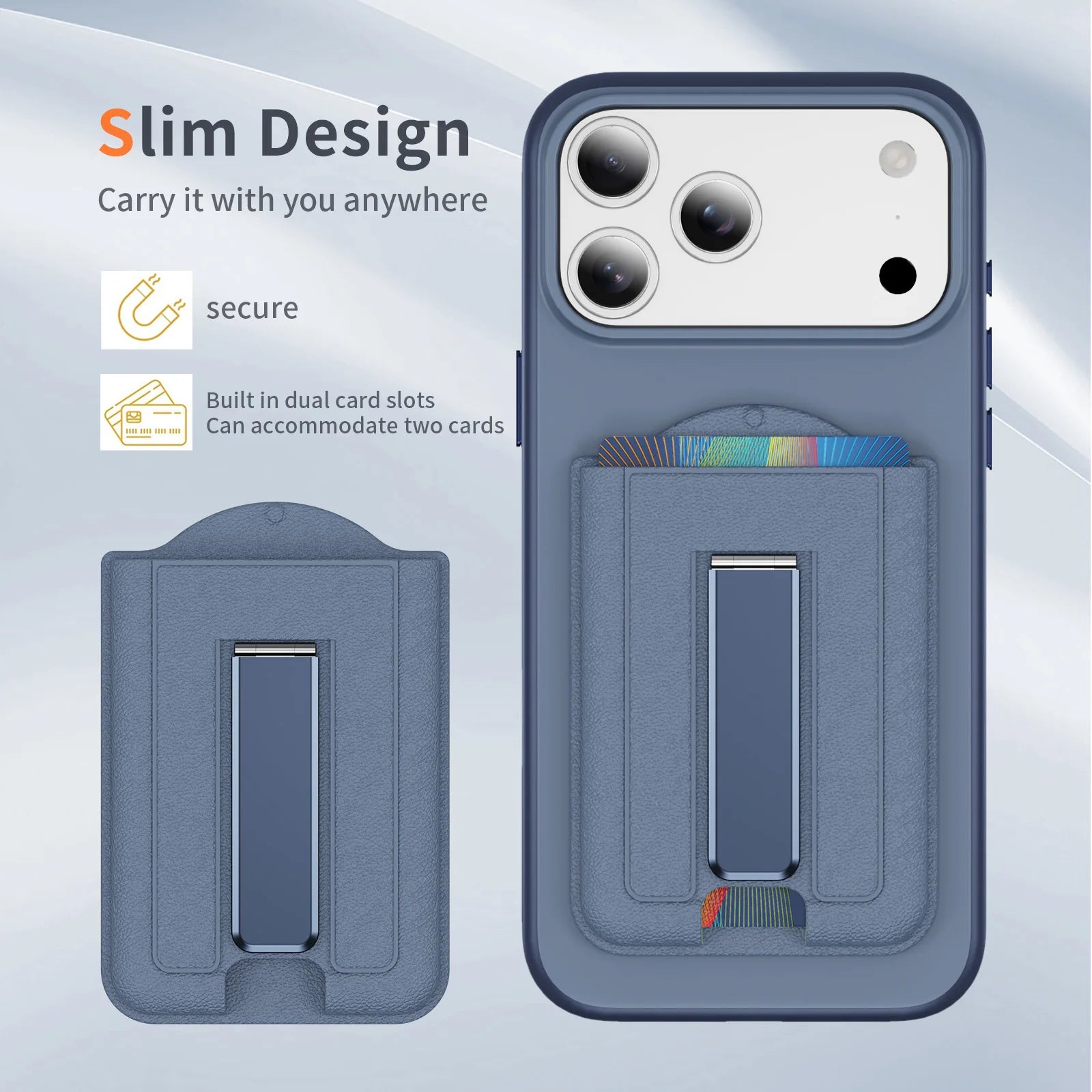 for Magsafe Magnetic Pu Leather Wallet Stand Credit Card Holder for iPhone 17 Air ProMax Anti-theft Swipe Fold Stand Card Holder