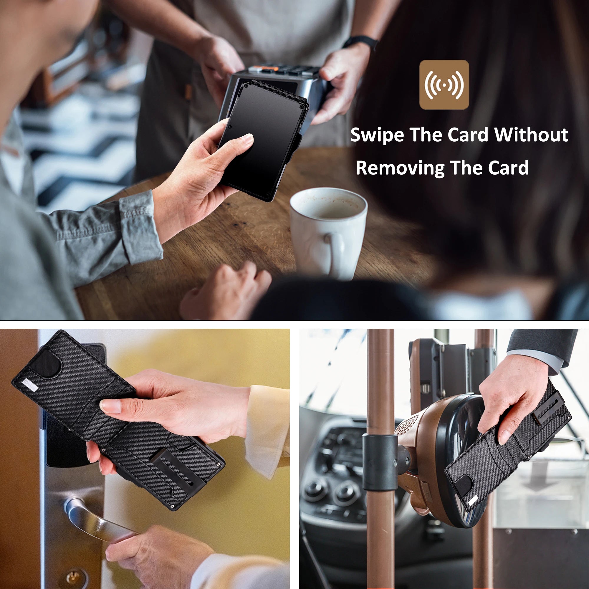 Wallet for Men, Mens Minimalist Wallet 9-13 Cards, Slim Compact Wallet with Money Clip &amp; ID Window, RFID Blocking Smart Pop Up C