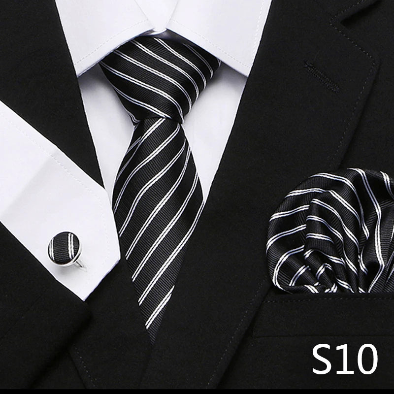 Men`s Tie Red Plaid print Jacquard Woven Tie Hanky Cufflinks Sets For Formal Wedding Business Party Free Postage