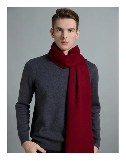 High Quality Solid Color 100% Wool Scarf Men&