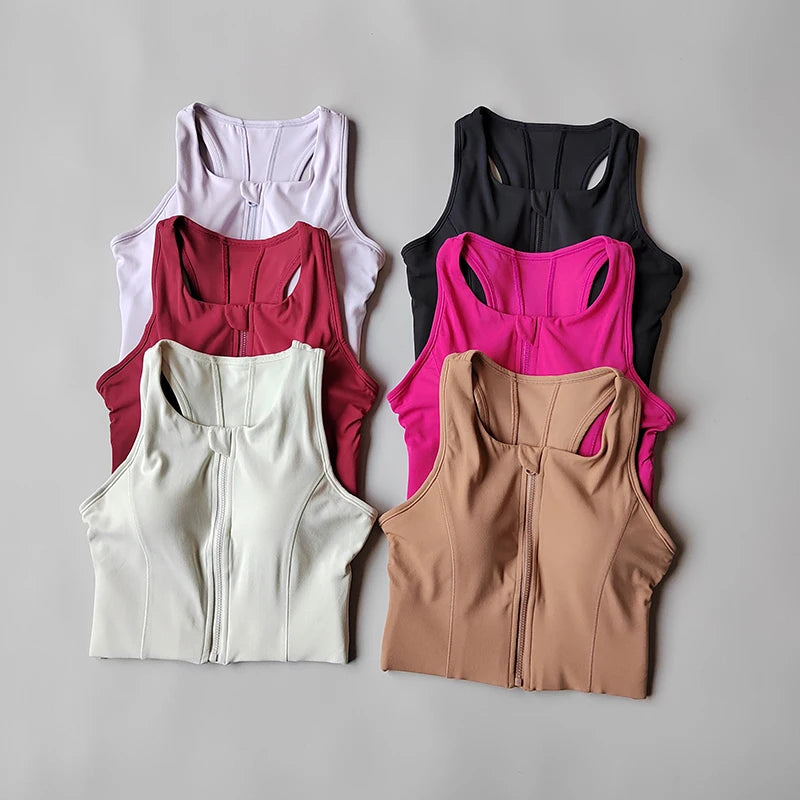 High-intensity Sports Vest Bras Front Zipper Integrated Yoga Underwear Gathering Shock-proof Running Breathable Fitness Vest