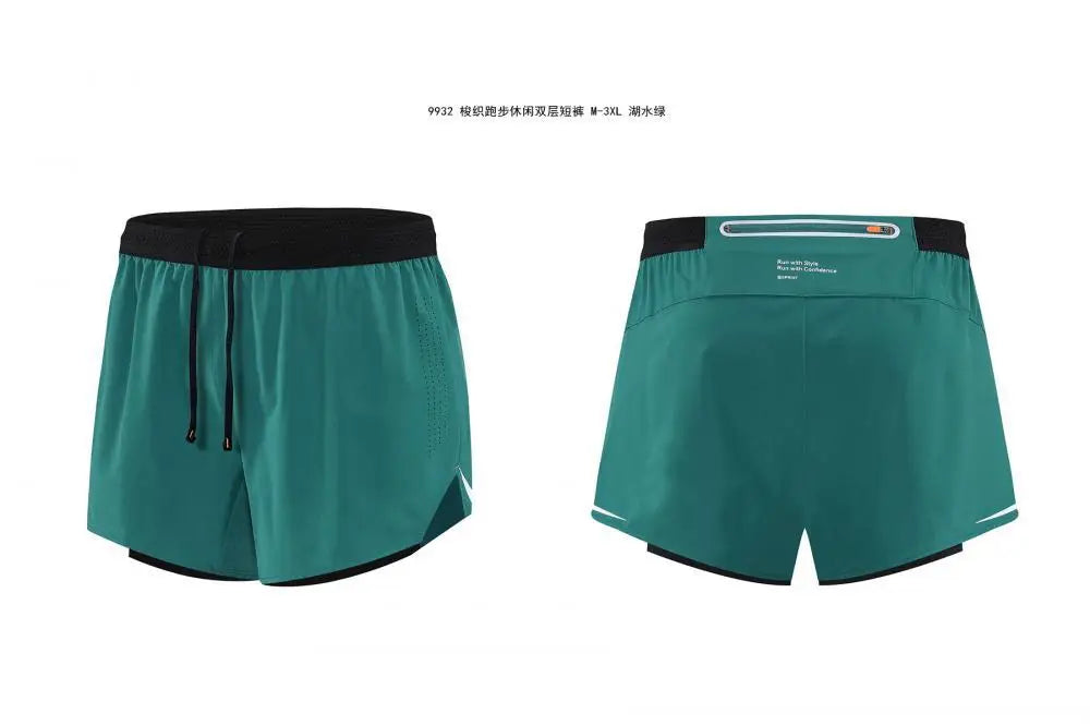 New Comb-woven Double-layer Running Shorts Men&