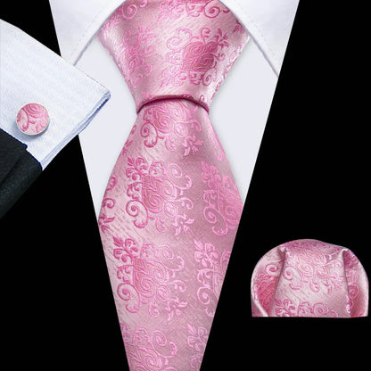 Blue Red Black Mens Silk Tie With Pocket Square Cufflinks Set Novelty Paisley Necktie For Male Formal Casual Party Barry.Wang