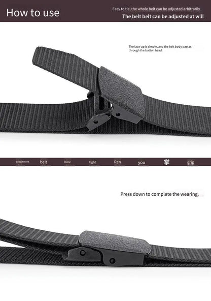 Tactical Belt for Man Golf Outdoor Casual Canvas Belt Black Training Trouser Belt Wide Automatic Buckle Nylon Belt Hunting Sport