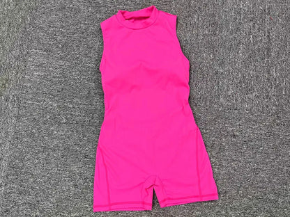 Women Sexy V Back Scrunch Sports Jumpsuit Women Gym Bodysuits Backless Workout One-Piece Suit Sportswear Fitness Short Rompers