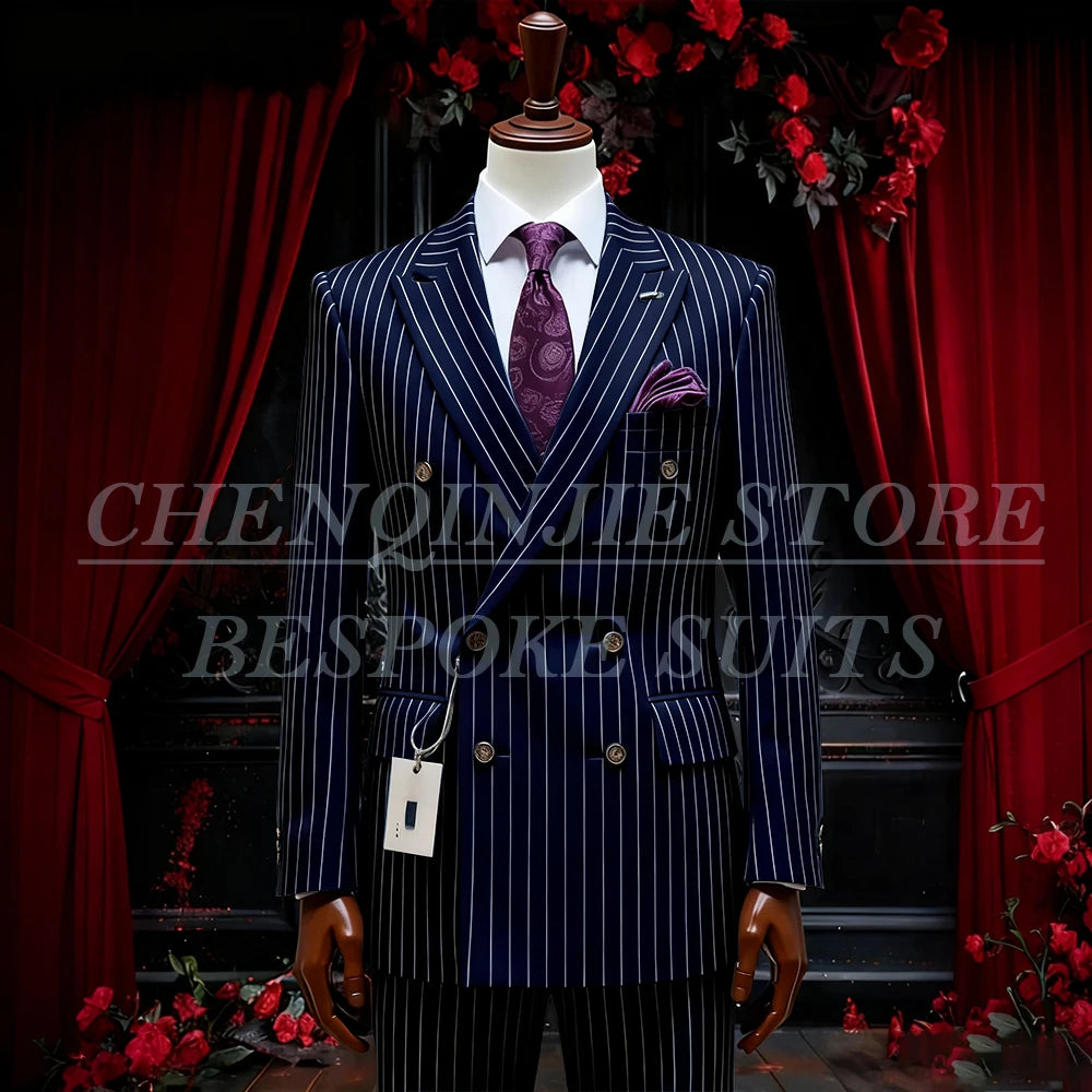SILIWEYA Double Breasted Business Men&