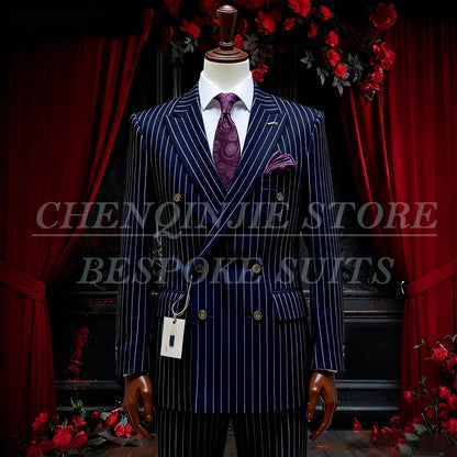SILIWEYA Double Breasted Business Men&