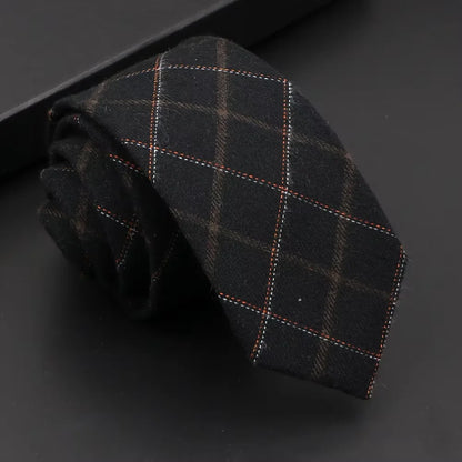 Classic Mens Solid Cotton Handmade 6cm Ties Striped Narrow Collar Slim Necktie Black Red Blue Formal Business Wedding Tie Gift