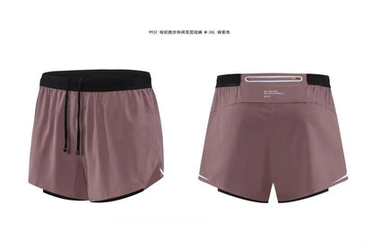 New Comb-woven Double-layer Running Shorts Men&