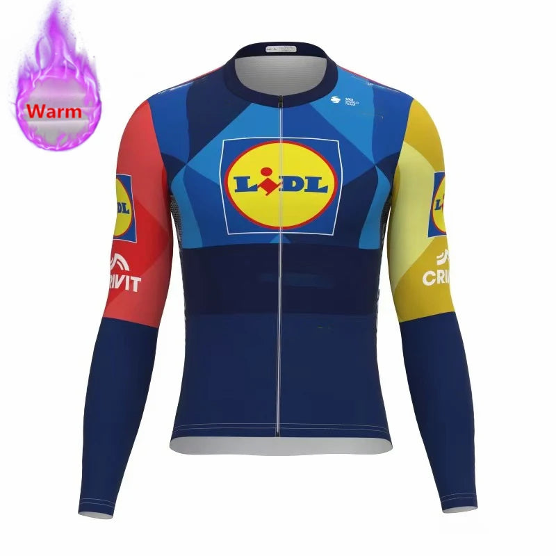 2026 Lidl Team Winter Thermal Fleece Cycling Jersey Set Sports Bike Suit Mountian Bicycle Clothing Ropa Ciclismo Invierno Hombre