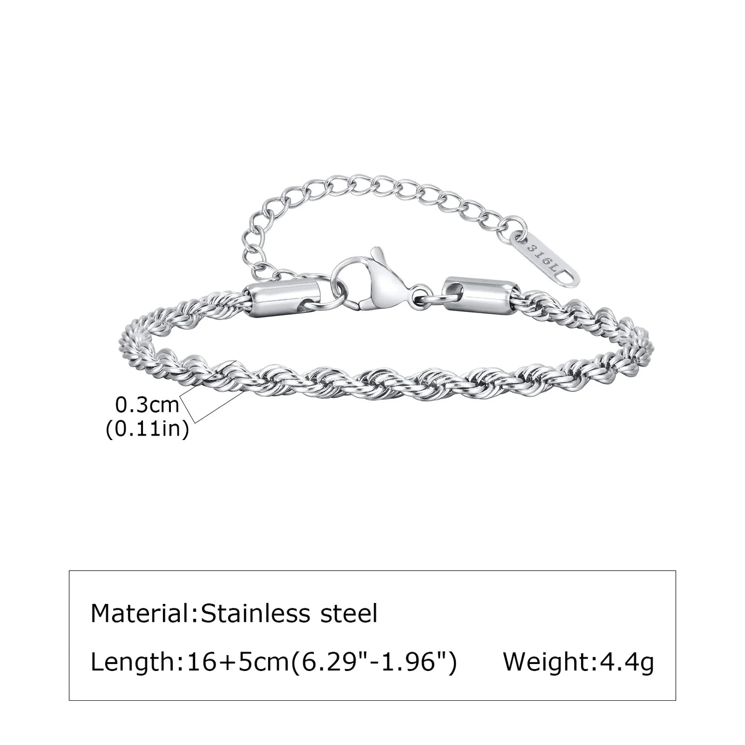 7pcs/set Simple Chain Bracelet for Men Women,Stainless Steel Silver Color Metal Chain Wristband,Basic Layered Jewelry Gift
