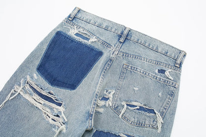 Jeans For Women 2024 Denim Solid Loose Zipper Fly Female Hole Trouser Pockets Wild Basic Commute Woman Wide Leg Long Pant