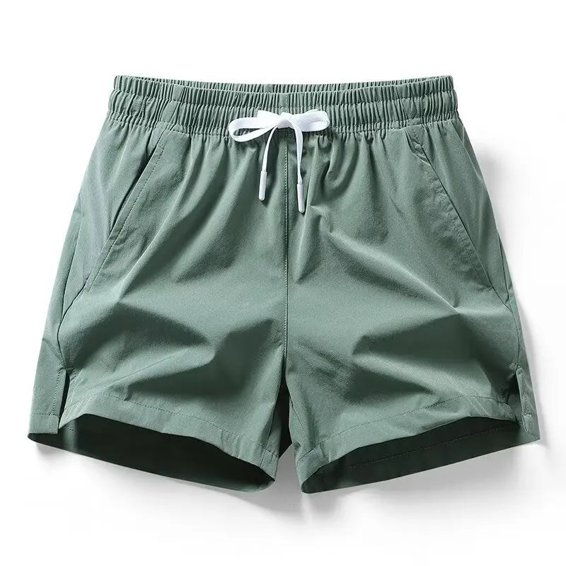 1pcs Summer Men Ice Silk Shorts Quick Drying Running Gym Pants Homme Surf Ventilate Drawstring Casual Outdoor Sport Couple Short