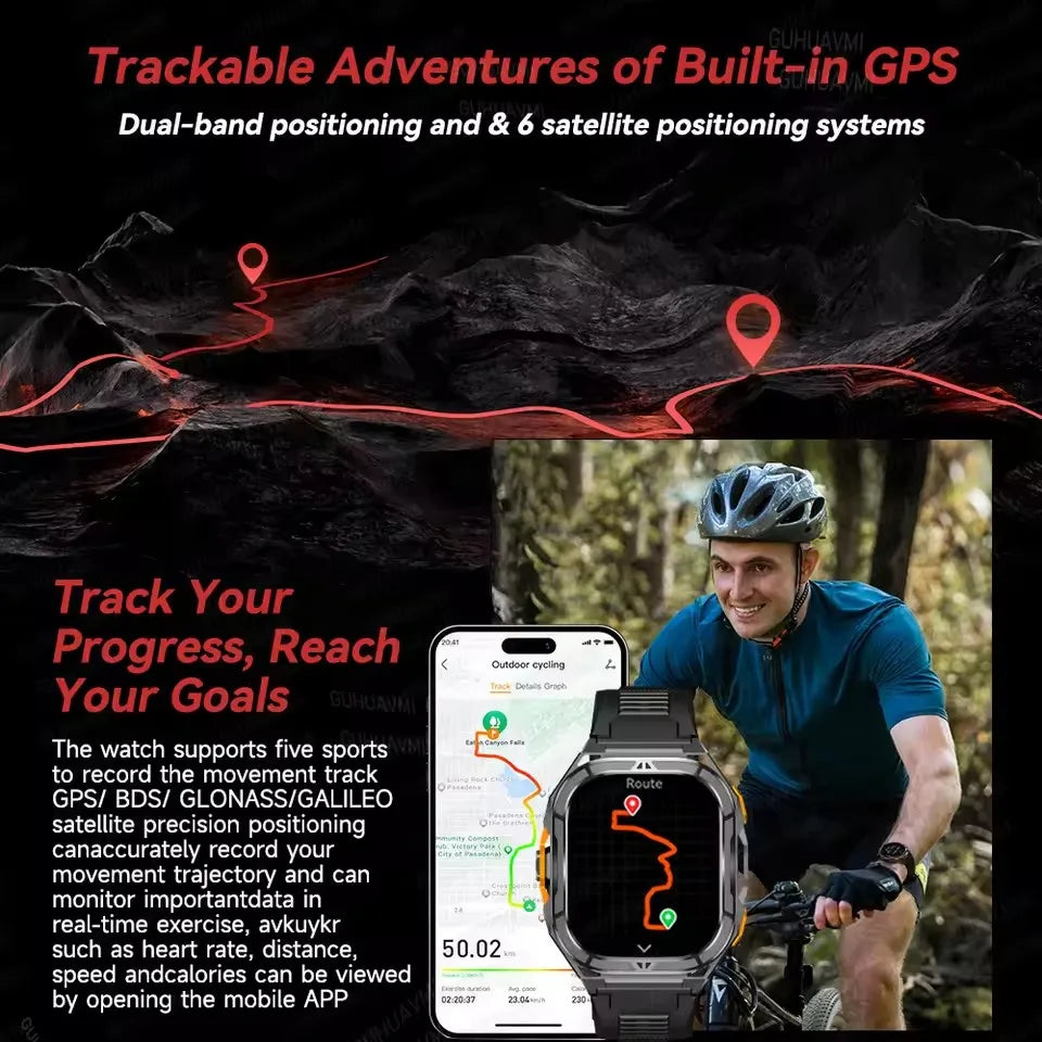 Outdoor TREX3 Smartwatch GPS 10ATM Waterproof Compass Altimeter 530mAh Battery Bluetooth Call Men Sports Smart Watch GUHUAVMI