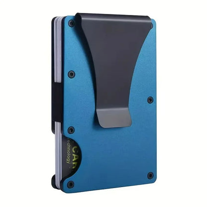 Minimalist Slim RFID Blocking Wallet For Men - Light Weight, Durable &amp; Compact- Aluminum Wallet With Money Clip (Black）
