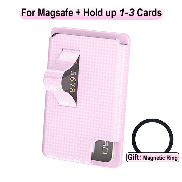 Grippopso Universal Magnetic Wallet Case Men Women Phone Card Holder Wallet With Finger Ring Holder Anti-scratch Card Case