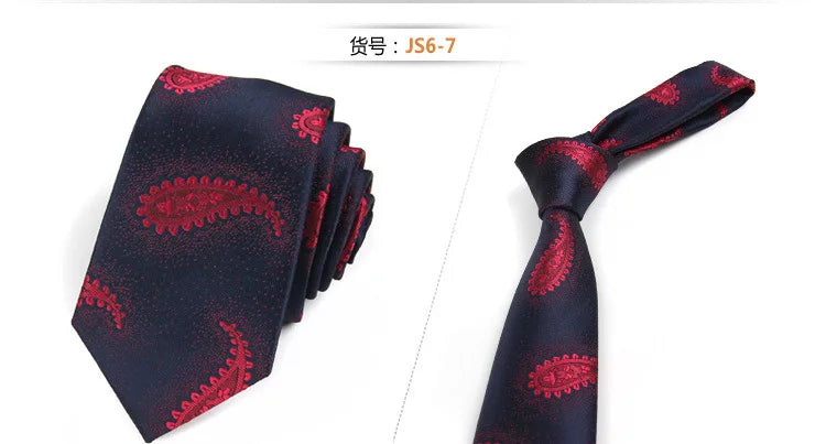 Fashion Ties for Men Accessories 6cm Fashion Business Wedding Classic Silk Tie Blue Black Red Men&