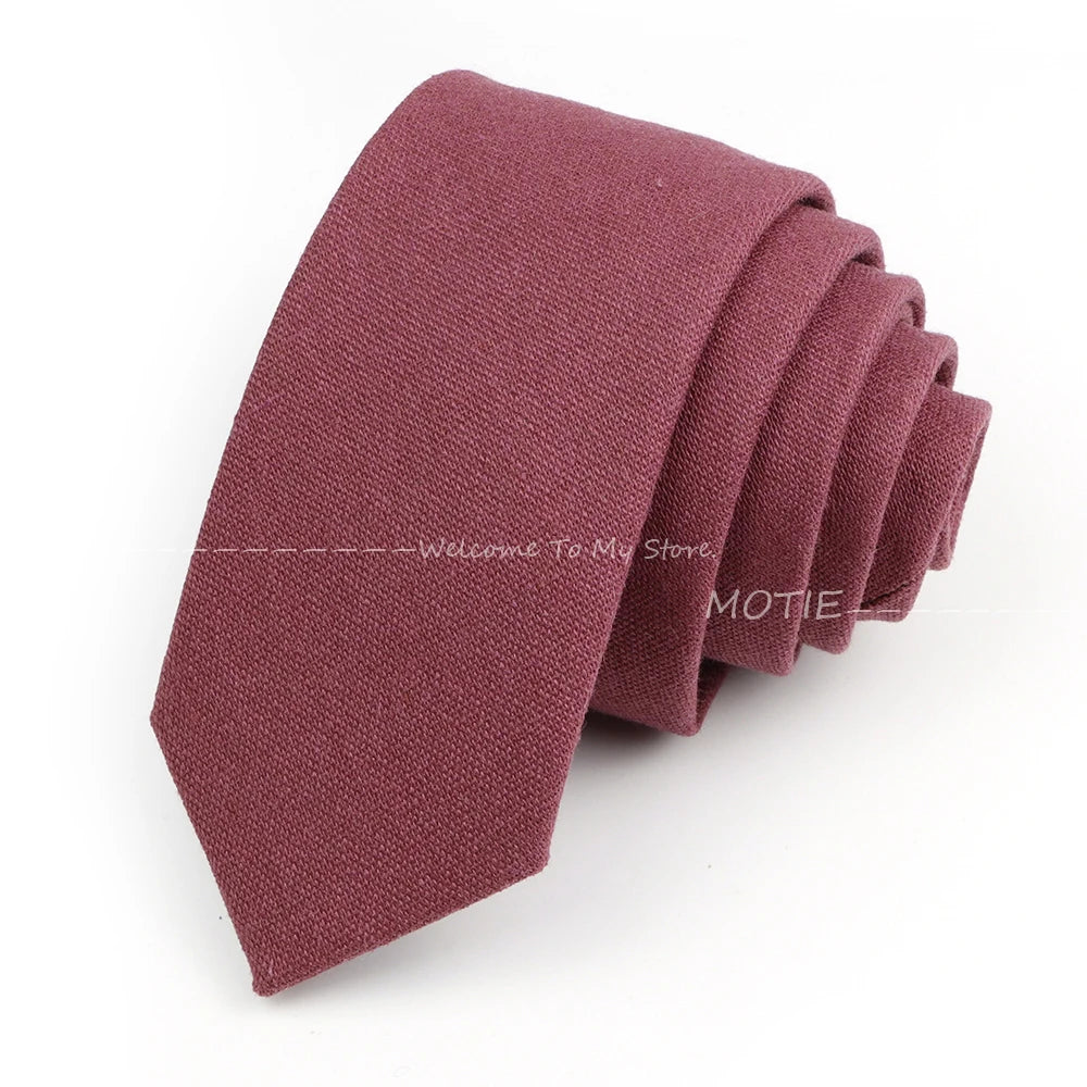 Mens Ties 6cm Classic Cotton Handmade Skinny Neck Ties For Men Soild Color Narrow Collar Slim Orange Grey Blue Tie Casual Tie