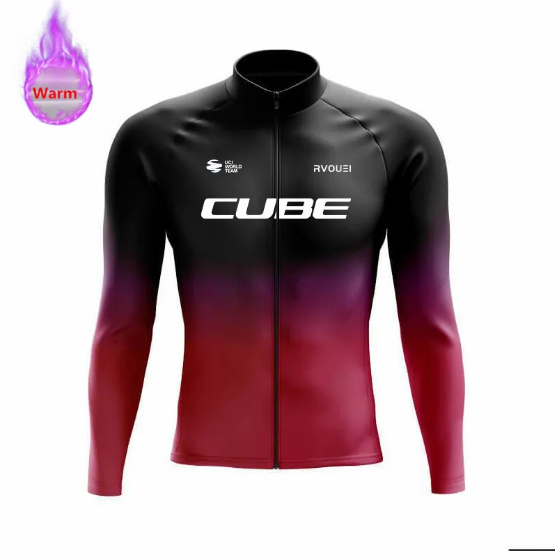 Winter Thermal Fleece Cycling Jersey Sports Bike Rvouei Cube Pro Team Mountian Bicycle Clothing Ropa Ciclismo Invierno Hombre