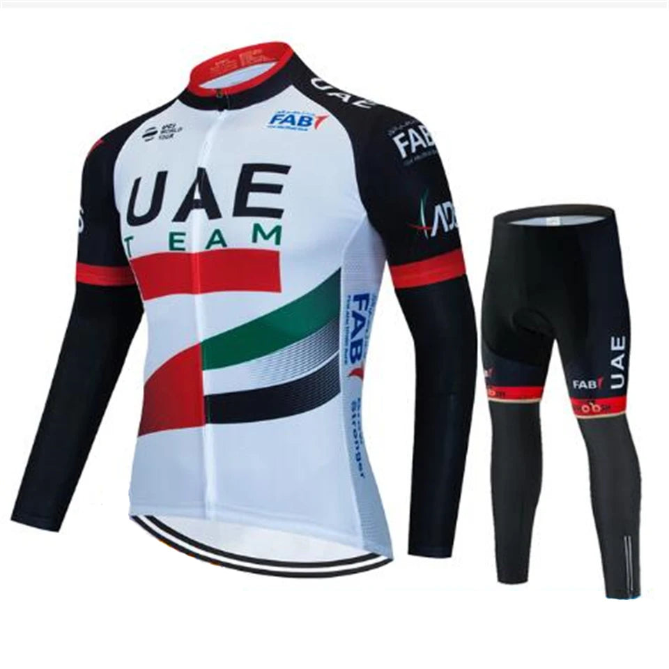 2026 UAE Team Autumn Long Sleeve Cycling Jersey Set Bib Pants Ropa Ciclismo Clothing Bike Uniform Men Bicycle Clothes Mailllot