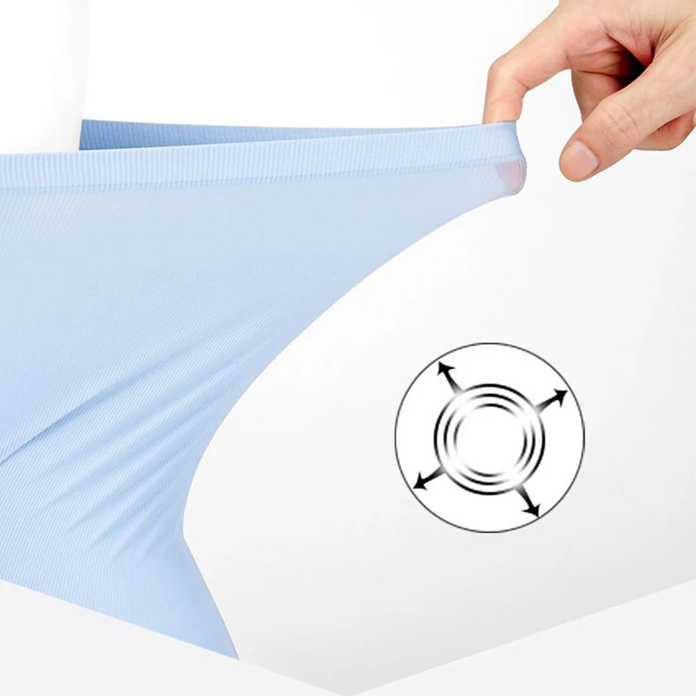 1pc Mens Boxers Shorts Ice Silk Men Panties Seamless Sexy Underwear Man Underpants Panties Male Antibacterial Breathable Briefs