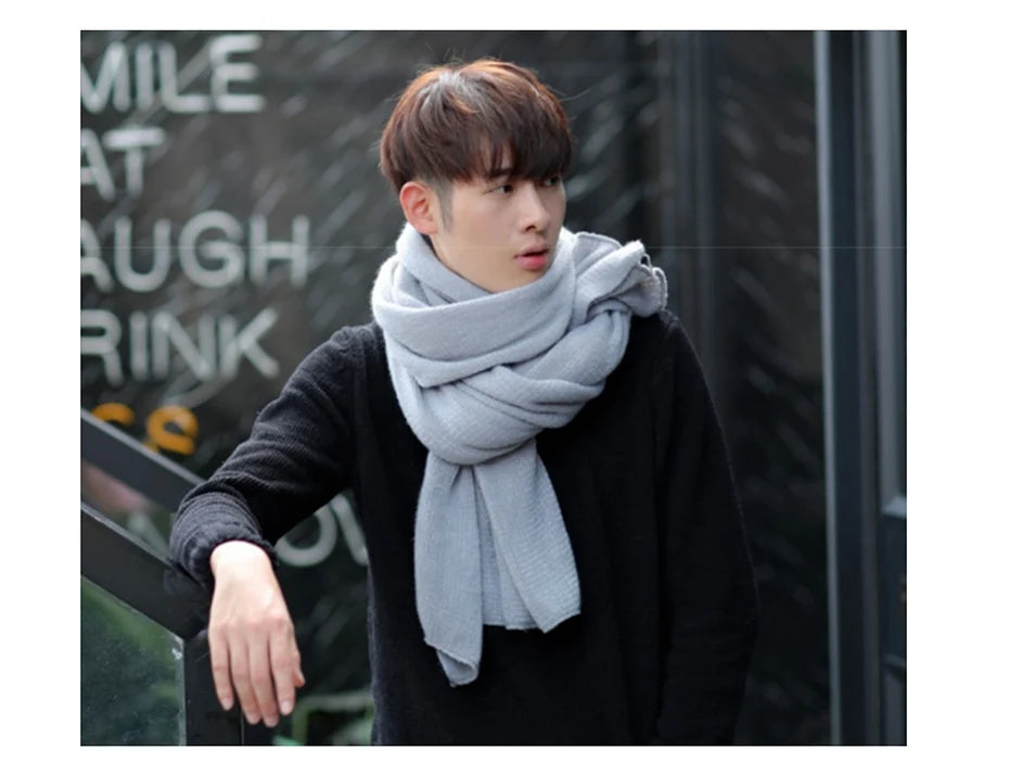 Maikun Thick Knitted Scarf For Men Fashion Winter Increase Simple Solid Color Scarf Men&