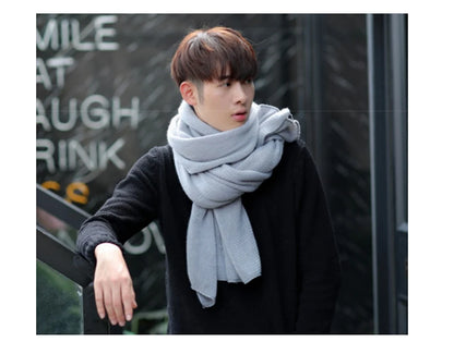 Maikun Thick Knitted Scarf For Men Fashion Winter Increase Simple Solid Color Scarf Men&